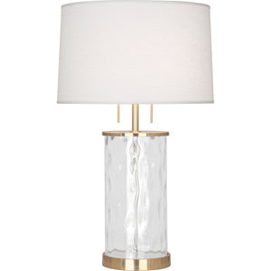 Robert Abbey Gloria Table Lamp Modern Brass Finish Wavy Glass Body Oyster Linen Shade