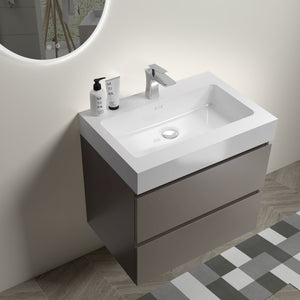 English Elm Alice 24" Gray Wall-Mounted Bathroom Vanity With Large Storage & Modern One-Piece Sink Design W1865S00004