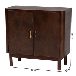Baxton Studio bali Latika Real Burl Wood Storage Cabinet - Elegant Dark Walnut Sideboard with Brass Handles, Fully Assembled SVN-789-Dark Walnut-Blopy-Cabinet