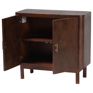Baxton Studio bali Latika Real Burl Wood Storage Cabinet - Elegant Dark Walnut Sideboard with Brass Handles, Fully Assembled SVN-789-Dark Walnut-Blopy-Cabinet
