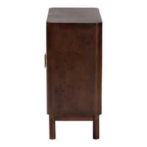 Baxton Studio bali Latika Real Burl Wood Storage Cabinet - Elegant Dark Walnut Sideboard with Brass Handles, Fully Assembled SVN-789-Dark Walnut-Blopy-Cabinet