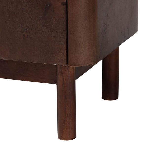 Baxton Studio bali Latika Real Burl Wood Storage Cabinet - Elegant Dark Walnut Sideboard with Brass Handles, Fully Assembled SVN-789-Dark Walnut-Blopy-Cabinet