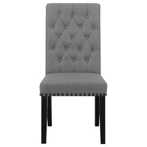 English Elm 2pc Plush Button-Tufted High Back Dining Chairs with Rolled Top, Nailhead Trim and Tapered Legs Espresso,Gray 42.5 L x 13 W x 19.25 H B011P311395