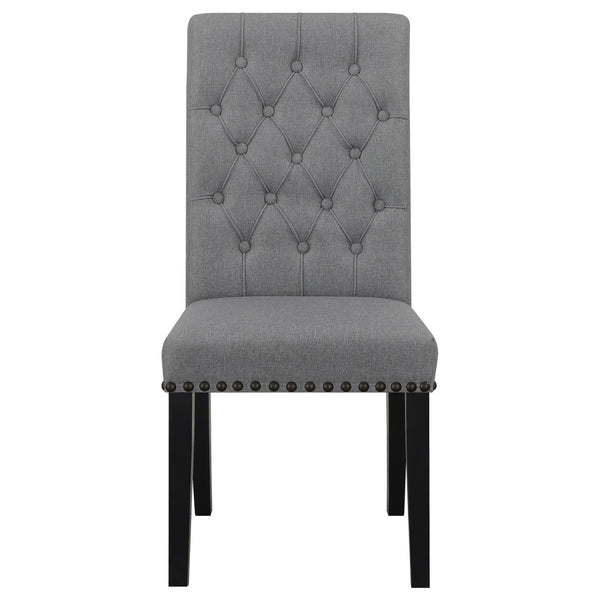 English Elm 2pc Plush Button-Tufted High Back Dining Chairs with Rolled Top, Nailhead Trim and Tapered Legs Espresso,Gray 42.5 L x 13 W x 19.25 H B011P311395