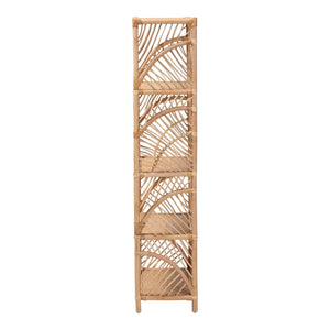 Baxton Studio bali Baara Natural Rattan 4-Tier Display Shelf - Handcrafted Bookcase with Boho Coastal Charm & Style WS147-Natural Rattan-Tall Shelf