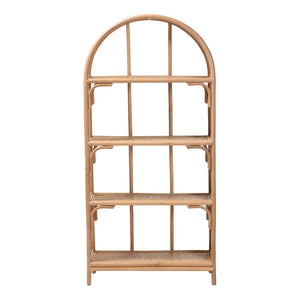Baxton Studio bali Natania Handwoven Rattan 4-Tier Display Shelf - Boho Coastal Bookcase for Living Room & Entryway WS148-Natural Rattan-Tall Shelf