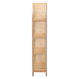 Baxton Studio bali Natania Handwoven Rattan 4-Tier Display Shelf - Boho Coastal Bookcase for Living Room & Entryway WS148-Natural Rattan-Tall Shelf