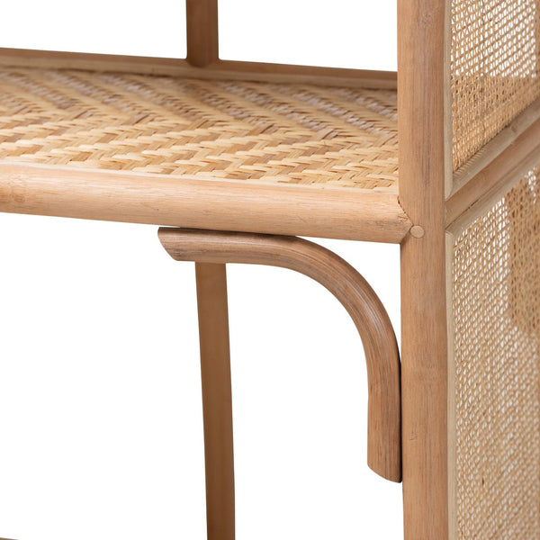 Baxton Studio bali Natania Handwoven Rattan 4-Tier Display Shelf - Boho Coastal Bookcase for Living Room & Entryway WS148-Natural Rattan-Tall Shelf