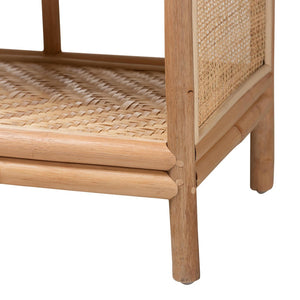 Baxton Studio bali Natania Handwoven Rattan 4-Tier Display Shelf - Boho Coastal Bookcase for Living Room & Entryway WS148-Natural Rattan-Tall Shelf