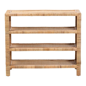 Baxton Studio bali Abelia 4-Tier Natural Rattan Display Shelf - Handwoven Boho Bookcase for Stylish Storage Solutions WS149-Natural Rattan-Shelf