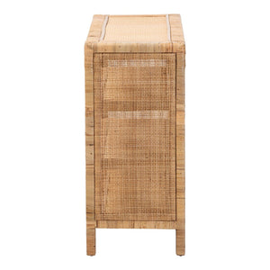 Baxton Studio bali Abelia 4-Tier Natural Rattan Display Shelf - Handwoven Boho Bookcase for Stylish Storage Solutions WS149-Natural Rattan-Shelf