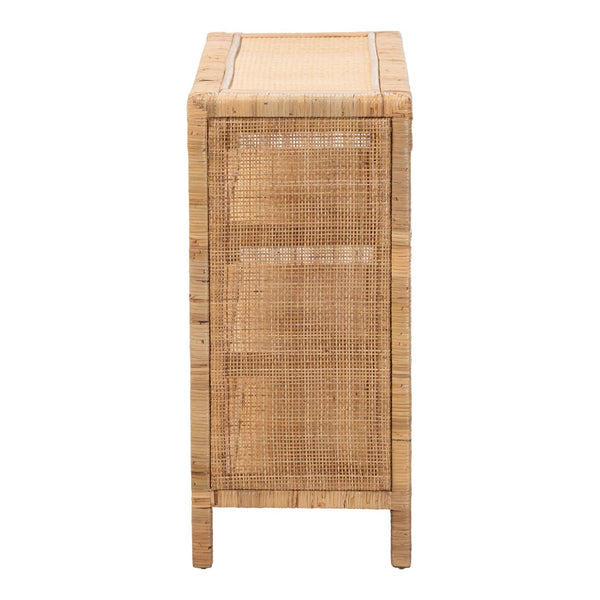 Baxton Studio bali Abelia 4-Tier Natural Rattan Display Shelf - Handwoven Boho Bookcase for Stylish Storage Solutions WS149-Natural Rattan-Shelf