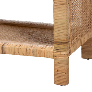 Baxton Studio bali Abelia 4-Tier Natural Rattan Display Shelf - Handwoven Boho Bookcase for Stylish Storage Solutions WS149-Natural Rattan-Shelf