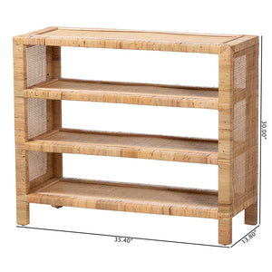 Baxton Studio bali Abelia 4-Tier Natural Rattan Display Shelf - Handwoven Boho Bookcase for Stylish Storage Solutions WS149-Natural Rattan-Shelf