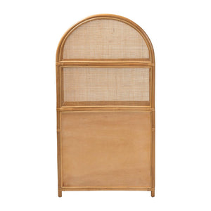 Baxton Studio bali Mairen Arched Rattan Storage Cabinet - Handcrafted Boho Coastal Hutch with Drawers & Shelves Mairen-Light Honey Rattan-Cabinet