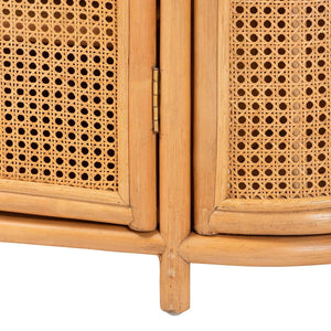 Baxton Studio bali McKenna Handwoven Rattan Sideboard - Coastal Boho Buffet with Ample Storage & Curved Design McKenna-Light Honey Rattan-Cabinet