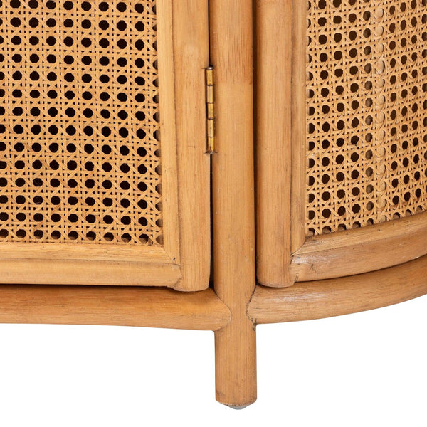 Baxton Studio bali McKenna Handwoven Rattan Storage Cabinet - Boho Coastal Accent for Living Room & Entryway, 9 Shelves Mave-Light Honey Rattan-Cabinet