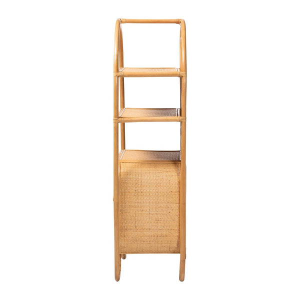Baxton Studio bali Noreen Peacock Fan Rattan Cabinet - Handcrafted Boho Coastal Hutch with Woven Doors & Shelves Noreen-Light Honey Rattan-Shelf