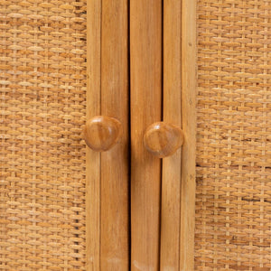 Baxton Studio bali Noreen Peacock Fan Rattan Cabinet - Handcrafted Boho Coastal Hutch with Woven Doors & Shelves Noreen-Light Honey Rattan-Shelf