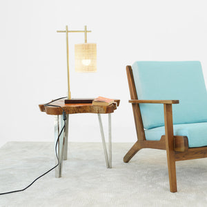 English Elm Ashcroft Furniture - Bedroom Table Lamp - Nordic Moonstone Bamboo Shade For Warm, Cozy Ambiance In Study & Living Rooms B183P315122