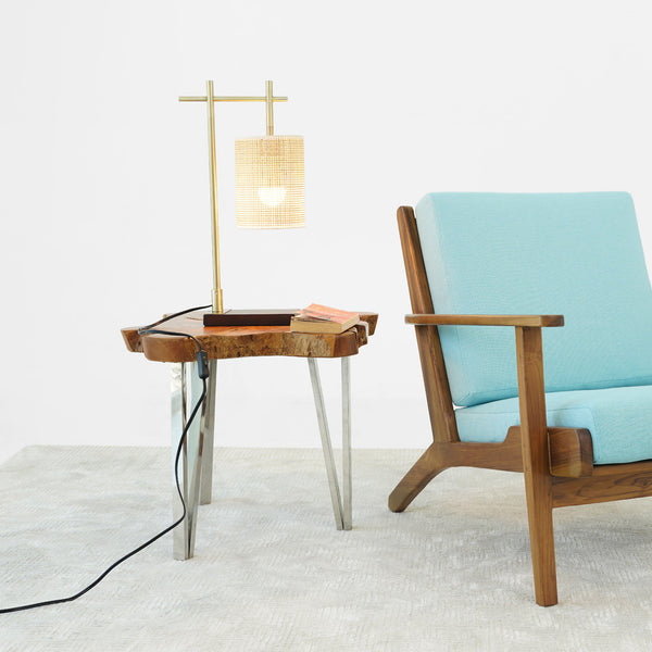 English Elm Ashcroft Furniture - Bedroom Table Lamp - Nordic Moonstone Bamboo Shade For Warm, Cozy Ambiance In Study & Living Rooms B183P315122