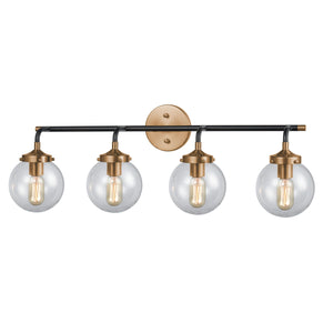 Boudreaux 33'' Wide 4-Light Vanity Light - Matte Black with Antique Gold 14429/4 Elk Lighting