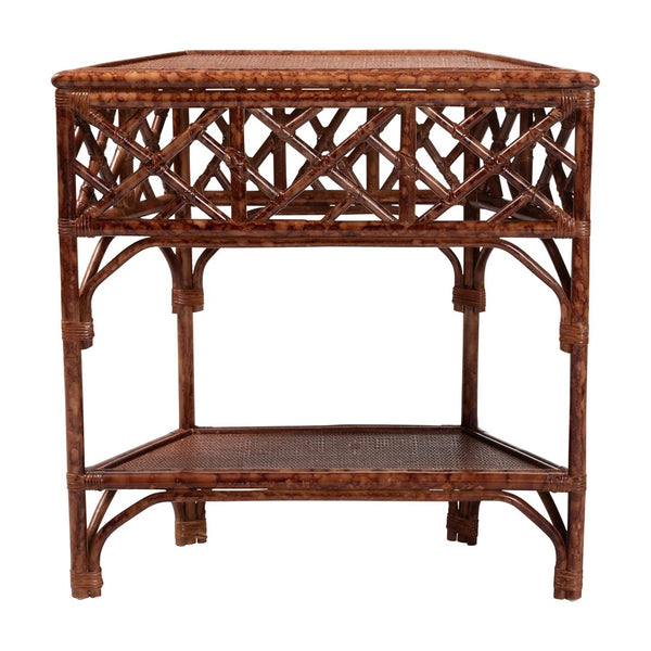 Baxton Studio bali Gaspar Marbled Tortoise Rattan Console Table - Handcrafted Coastal Accent for Entryway & Living Room Gaspar-Tortoise/Rattan-Half Moon-Console Table