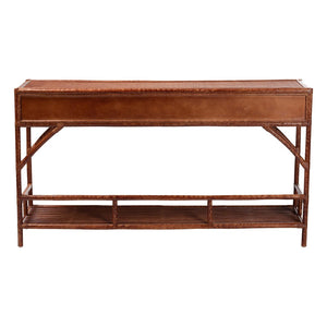 Baxton Studio bali Brier Marbled Tortoise Rattan Console Table - Handcrafted Coastal Accent with 3 Drawers & Shelf Brier-Tortoise/Rattan-Console Table
