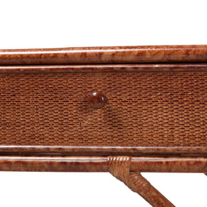 Baxton Studio bali Brier Marbled Tortoise Rattan Console Table - Handcrafted Coastal Accent with 3 Drawers & Shelf Brier-Tortoise/Rattan-Console Table