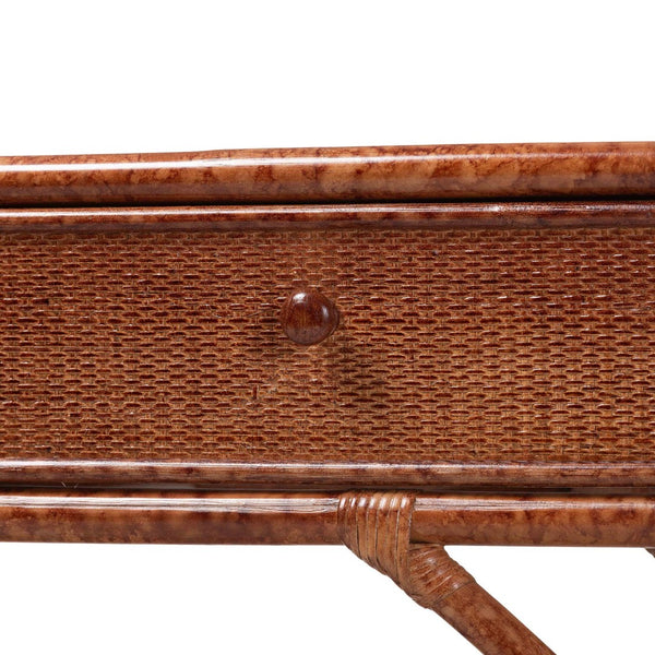 Baxton Studio bali Brier Marbled Tortoise Rattan Console Table - Handcrafted Coastal Accent with 3 Drawers & Shelf Brier-Tortoise/Rattan-Console Table