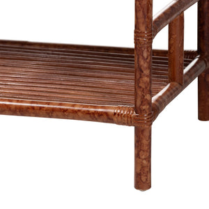 Baxton Studio bali Brier Marbled Tortoise Rattan Console Table - Handcrafted Coastal Accent with 3 Drawers & Shelf Brier-Tortoise/Rattan-Console Table