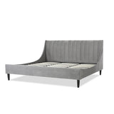 English Elm Aspen Vertical Tufted Modern Headboard Platform Bed Set, King, Opal Grey Velvet