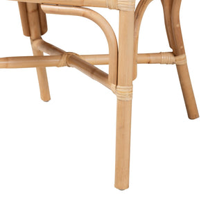 Baxton Studio bali Bali Hollis Handcrafted Natural Rattan Barrel Chair with Cushioned Seat - Stylish Coastal Boho Seating Hollis-Natural/Rattan-DC