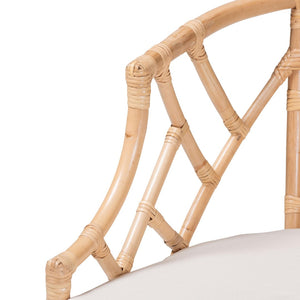 Baxton Studio bali Bali Padma Natural Rattan Dining Chair - Handwoven Barrel Accent with Plush Cushion for Coastal Vibes Padma-Natural/Rattan-Cushion-DC