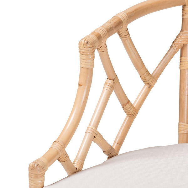 Baxton Studio bali Bali Padma Natural Rattan Dining Chair - Handwoven Barrel Accent with Plush Cushion for Coastal Vibes Padma-Natural/Rattan-Cushion-DC