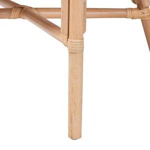 Baxton Studio bali Bali Padma Natural Rattan Dining Chair - Handwoven Barrel Accent with Plush Cushion for Coastal Vibes Padma-Natural/Rattan-Cushion-DC