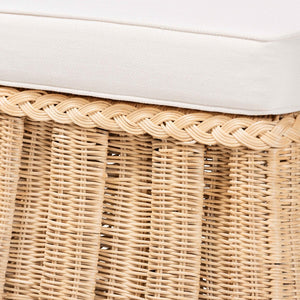 Baxton Studio bali Bali Rotem Natural Rattan Ottoman - Handwoven Accent Coffee Table with Cushion for Stylish Living Spaces Small Rotem-Small-Natural/Rattan-Cushion-Ottoman