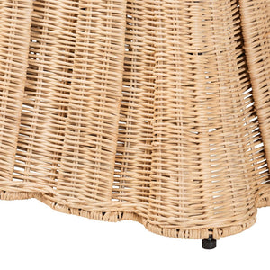 Baxton Studio bali Bali Rotem Natural Rattan Ottoman - Handwoven Accent Coffee Table with Cushion for Stylish Living Spaces Small Rotem-Small-Natural/Rattan-Cushion-Ottoman