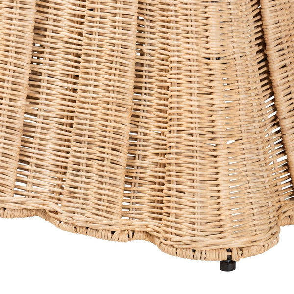 Baxton Studio bali Bali Rotem Natural Rattan Ottoman - Handwoven Accent Coffee Table with Cushion for Stylish Living Spaces Small Rotem-Small-Natural/Rattan-Cushion-Ottoman