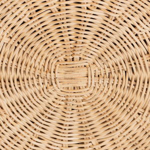 Baxton Studio bali Ying Round Natural Rattan Ottoman with Pleated Skirt - Handwoven Accent Table for Living Spaces Small Ying-Small-Natural/Rattan-Cushion-Ottoman