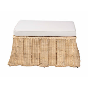 Baxton Studio bali Bali Rotem Natural Rattan Ottoman - Handwoven Accent Coffee Table with Cushion for Stylish Living Spaces Large Rotem-Large-Natural/Rattan-Cushion-Ottoman
