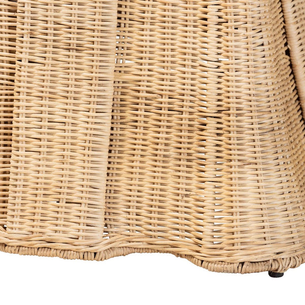 Baxton Studio bali Bali Rotem Natural Rattan Ottoman - Handwoven Accent Coffee Table with Cushion for Stylish Living Spaces Large Rotem-Large-Natural/Rattan-Cushion-Ottoman