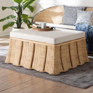 Baxton Studio bali Bali Rotem Natural Rattan Ottoman - Handwoven Accent Coffee Table with Cushion for Stylish Living Spaces Large Rotem-Large-Natural/Rattan-Cushion-Ottoman