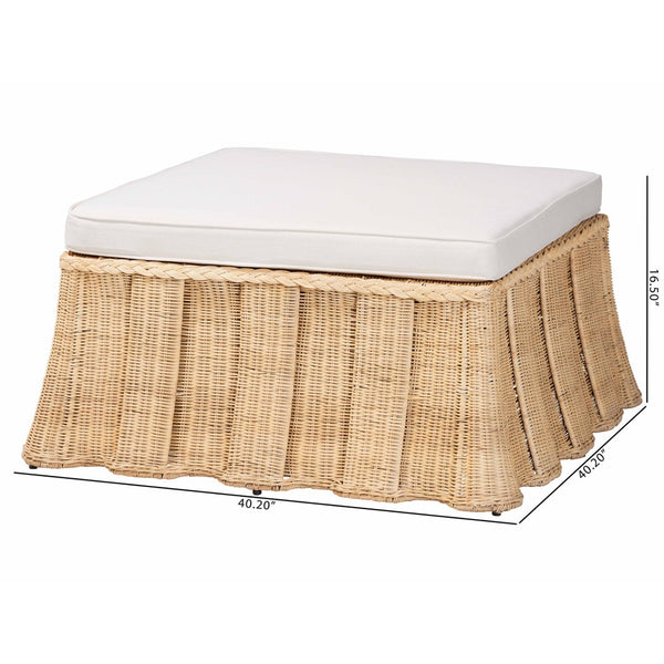 Baxton Studio bali Bali Rotem Natural Rattan Ottoman - Handwoven Accent Coffee Table with Cushion for Stylish Living Spaces Large Rotem-Large-Natural/Rattan-Cushion-Ottoman