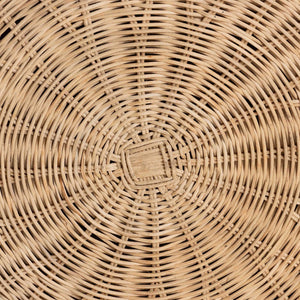 Baxton Studio bali Ying Round Natural Rattan Ottoman with Pleated Skirt - Handwoven Accent Table for Living Spaces Large Ying-Large-Natural/Rattan-Cushion-Ottoman