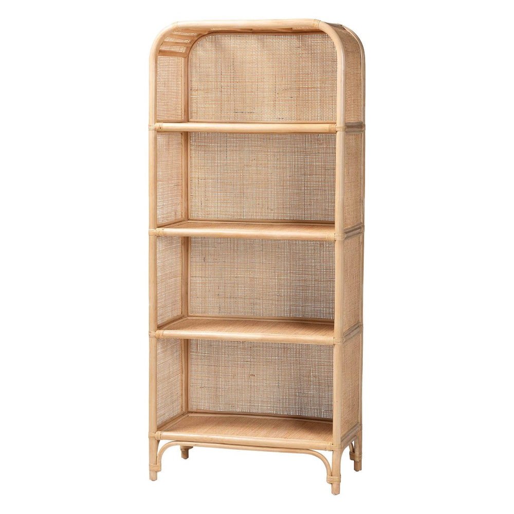 Baxton Studio bali Chusi Natural Rattan Decorative Shelf - Handwoven Boho Storage Unit for Living Room or Bedroom Chusi-Natural/Rattan-Shelf