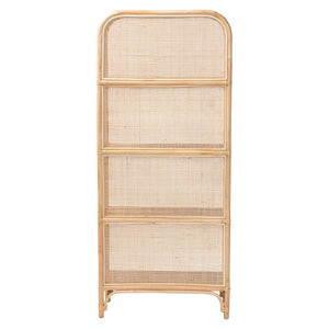 Baxton Studio bali Chusi Natural Rattan Decorative Shelf - Handwoven Boho Storage Unit for Living Room or Bedroom Chusi-Natural/Rattan-Shelf