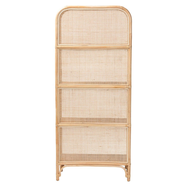 Baxton Studio bali Chusi Natural Rattan Decorative Shelf - Handwoven Boho Storage Unit for Living Room or Bedroom Chusi-Natural/Rattan-Shelf