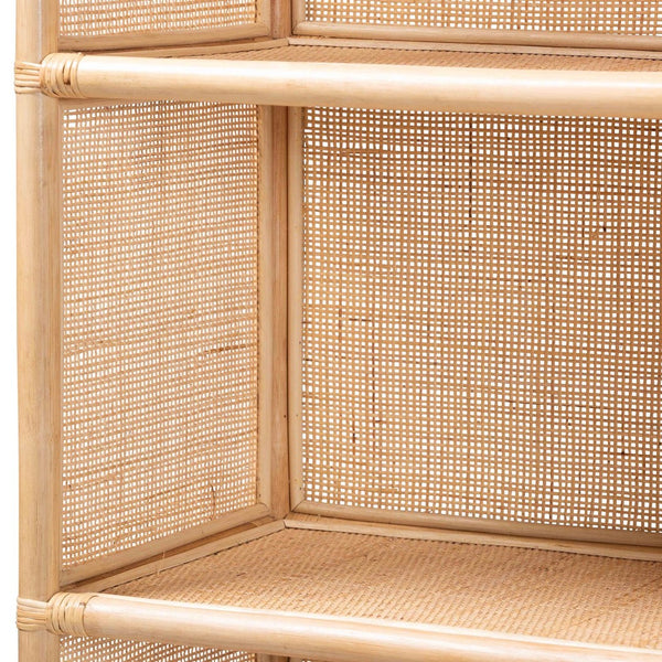 Baxton Studio bali Chusi Natural Rattan Decorative Shelf - Handwoven Boho Storage Unit for Living Room or Bedroom Chusi-Natural/Rattan-Shelf