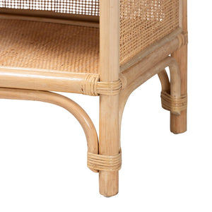 Baxton Studio bali Chusi Natural Rattan Decorative Shelf - Handwoven Boho Storage Unit for Living Room or Bedroom Chusi-Natural/Rattan-Shelf